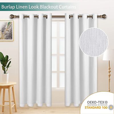 LORDTEX Linen Look Textured Blackout Curtains with Thermal Insulated Liner - ...