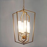 Gold Chandelier Light Fixture, Modern Farmhouse Chandelier, 4-Light Lantern P...