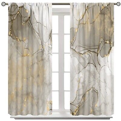 Marble Curtains, Ombre Marble Texture Abstract Window Treatments for Living R...