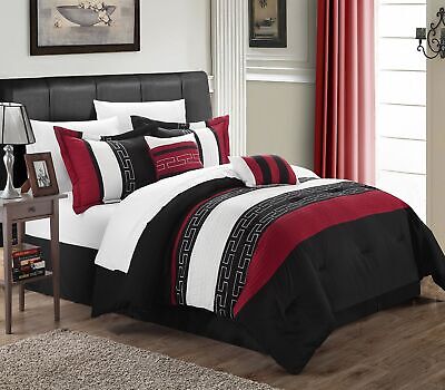 Chic Home CS1223-112-AN Carlton 6-Piece Comforter Set, Queen Size, Black