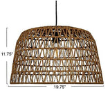 Creative Co-Op Boho Open Weave Metal and Paper Rope Ceiling Light, Brown