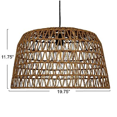 Creative Co-Op Boho Open Weave Metal and Paper Rope Ceiling Light, Brown