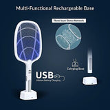 2 in 1 Electric Bug Zapper, Mosquitoes Trap Lamp & Racket, USB Rechargeable E...