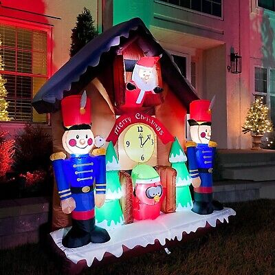 Fraser Hill Farm 6-Ft. Tall Santa Nutcracker Cuckoo Clock Blow Up Inflatable ...