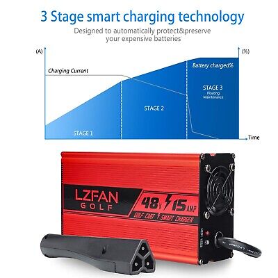 48V 15A Golf Cart Battery Charger for 48 Volt Ez-Go EZgo RXV/TXT with RXV Plug