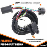 Vehicle-Side Truck Bed 7-Pin Trailer Wiring Harness Extension - 5th Wheel and...