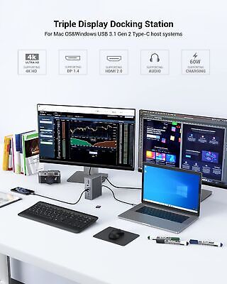 USB-C Docking Station 16 in 1 Triple Display with Charging Support for MacBoo...