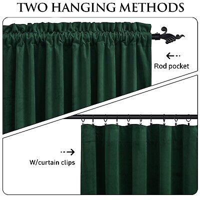 StangH Luxury Green Curtains Velvet Blackout Bedroom Window Drapes 90 inches,...