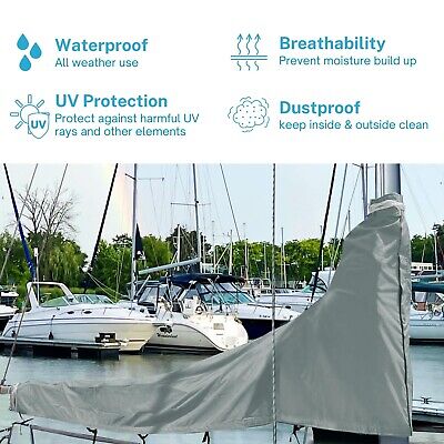 SavvyCraft Waterproof Mainsail Boom Cover, Heavy Duty 600D Sailboat Mainsail ...