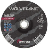 Weiler 56383 7 Inch Cutting Wheel, Wolverine AO Steel/Metal Fast Cutting, 3/3...