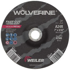 Weiler 56383 7 Inch Cutting Wheel, Wolverine AO Steel/Metal Fast Cutting, 3/3...