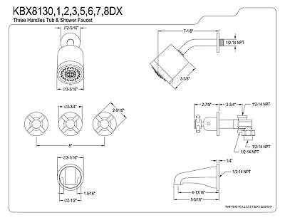 Kingston Brass KBX8130DX Concord Tub and Shower Faucet, Matte Black, 7.13 x 1...