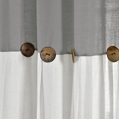 Lush Decor Linen Button Window Curtain Panel, Single, 100" W x 84" L, Dark Gr...