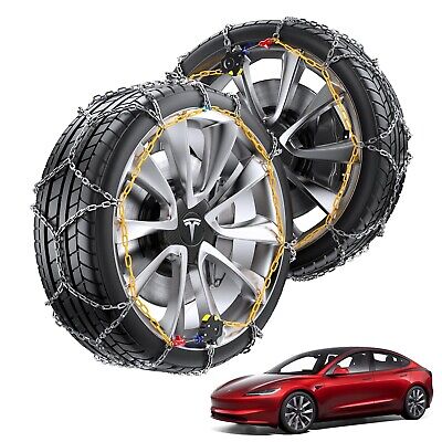 Tesla Model 3 Snow Chains, Auto-locking Cable Traction Tire Chain, Tesla Acce...