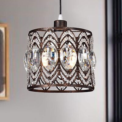 Warehouse of Tiffany HM061/1 Peredur Rustic Bronze 1-Light Crystal Shade Pend...