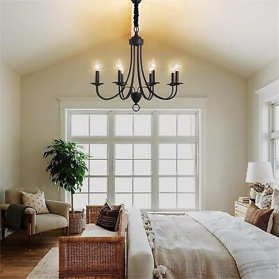 Black Chandeliers for Dining Room, 8-Light Vintage Farmhouse candle Chandelie...
