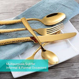 Silverware Set Gold Hammered Pattern Flatware Cutlery Stainless Steel Mirror ...