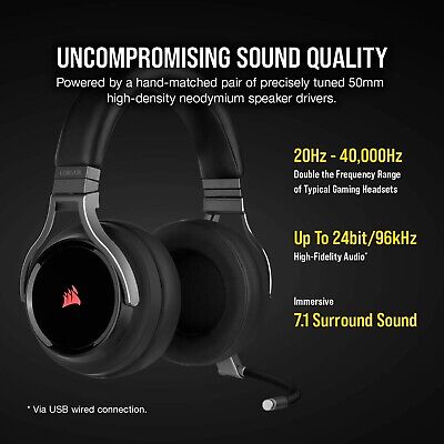 Corsair Virtuoso RGB Wireless Gaming Headset with 7.1 Surround Sound, Broadca...