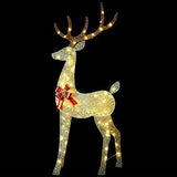 YULETIME 3-Piece Pre-lit 2.5D Christmas Reindeer Family, Lighted Glitter Chri...