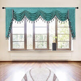 ELKCA Thick Chenille Window Curtains Valance for Living Room Turquoise Waterf...