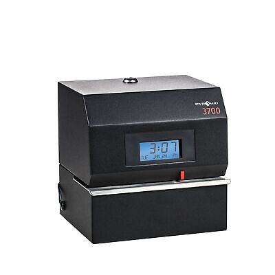 Pyramid&#8482; 3700 Heavy-Duty Time Clock & Document Stamp, Black Steel