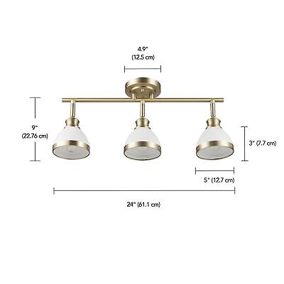 Globe Electric 64000003 22" 3-Light Track Lighting, Matte Brass, Matte White ...