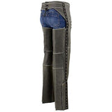 Milwaukee Leather Chaps for Women Distress Grey Premium Skin- Accent Lace Gro...