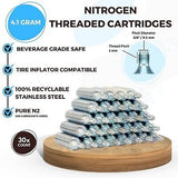 Nitrogen Threaded Food-Grade Cartridges - 4.1g (Pure N2)- 30 Pack