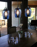 ARIAMOTION Glass Pendant Lights Kitchen Island Blue Modern Light Fixtures Cei...