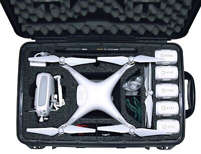 Case Club Pre-Cut Waterproof Drone Case with Wheels, Extension Handle & 2 Moi...