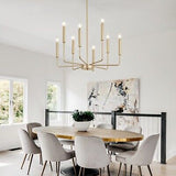 Modern Farmhouse Gold Chandelier for Dining Room, 8-Light Rustic Candle Chand...