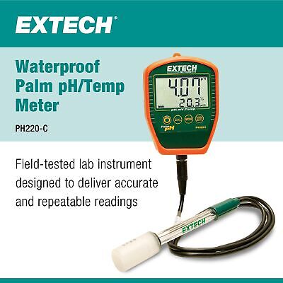 Extech PH220-C Waterproof Palm pH Meter with Cabled Electrode Cable Electrode