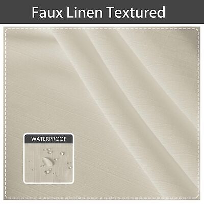 LORDTEX Linen Look Indoor/Outdoor Curtains, 105 x 84 Inch, Cream, Set of 2 Pa...