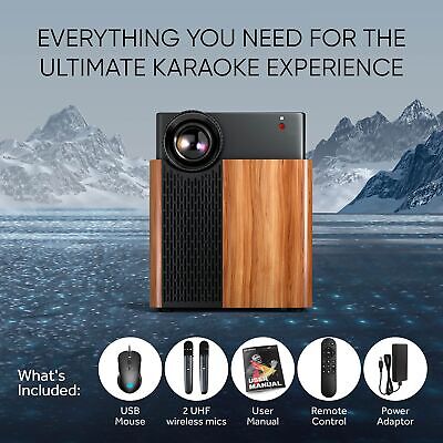 MASINGO 2024 4-in-1 Portable Karaoke Machine with Smart 1080p Projector w/WiF...