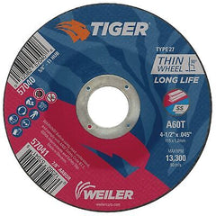 Weiler 57041 4-1/2 Inch Cutting Wheel, Tiger AO Steel/Metal Long Life Perform...