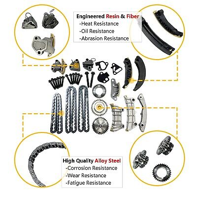 Engine Timing Chain Kit w/Chain Guide Tensioner Sprocket | Fit for Buick Allu...