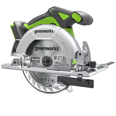 Greenworks 24V Brushless 6-1/2" Circular Saw, 4,800 RPM, Adjustable Cutting D...