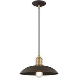 Livex Lighting 41193-07 Metal Shade - 12.5" One Light Mini Pendant, Bronze Fi...