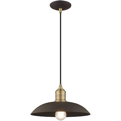 Livex Lighting 41193-07 Metal Shade - 12.5" One Light Mini Pendant, Bronze Fi...