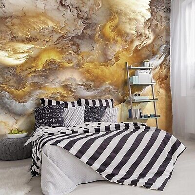 -Golden Clouds Ceiling Fabric Wallpaper Living Room Bedroom Bathroom Modern B...