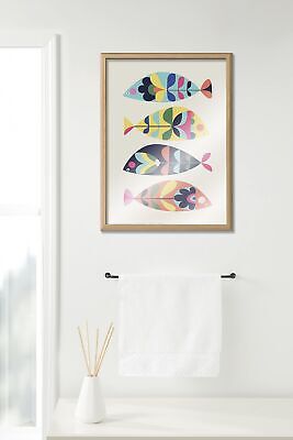 Kate and Laurel Blake MCM Fish Framed Printed Glass Wall Art by Rachel Lee of...