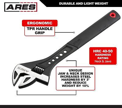 ARES 79005-15-Inch Adjustable Wrench - 2-Inch Jaw Capacity - Chrome Vanadium ...