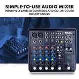 Alto TrueMix 600 Audio Mixer with 2 XLR Mic Ins, USB Audio Interface and Blue...