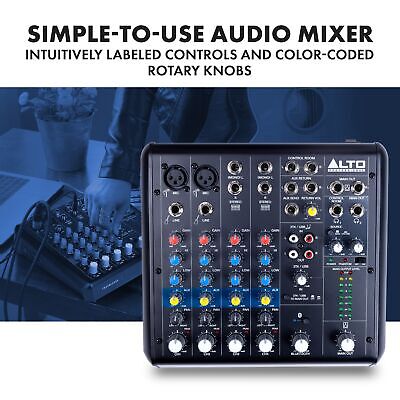 Alto TrueMix 600 Audio Mixer with 2 XLR Mic Ins, USB Audio Interface and Blue...