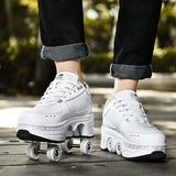 2-in-1 Roller Skates & Sneakers Unisex Retractable Wheels Outdoor Fun & Fitne...