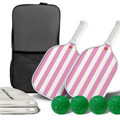 Watermelon Pickleball Paddle Set - 2 Lightweight Fiberglass Paddles, 4 Balls,...