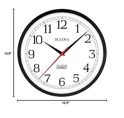 Bulova Precision Connect Wall Clock C5000, 12.5", Black and White