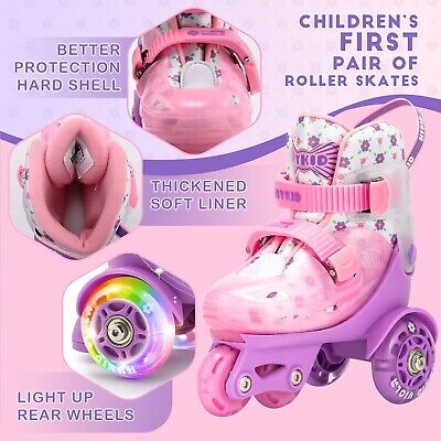 Toddler Roller Skates, 4 Adjustable Sizes, Fun Illuminating, Safety Three-Poi...