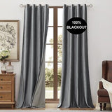 BULBUL 100% Blackout Velvet Window Curtains Grey 108 inch Long&#65292; Room Dark