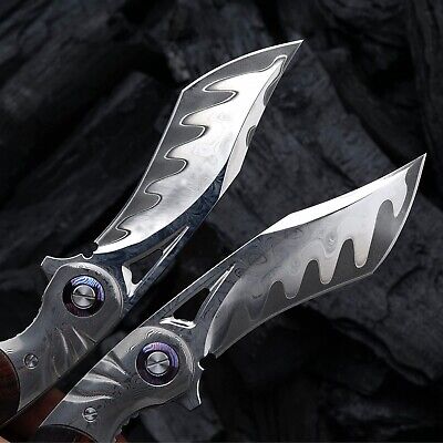 Hand knife with 3.7-inch pocket knife, Japanese SKD11 Damascus steel, outdoor...